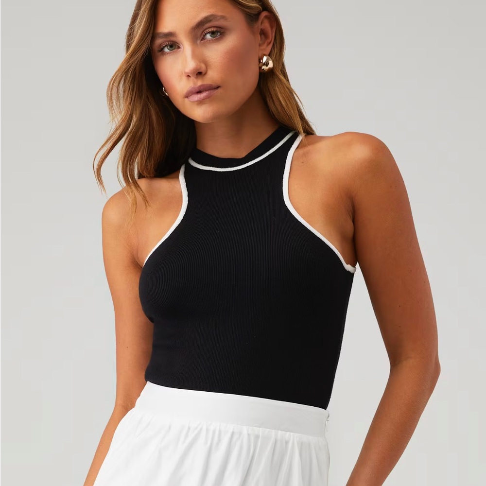 Crescent Black and White Racer Tank